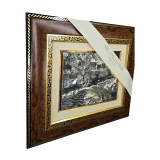 Панно Прибрежный город серебристое 48х39 Arte Casa на стене в интерьере гостиной