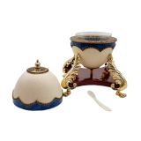 Икорница Белуга из страусиного яйца на деревянном основании 35х38х25 см