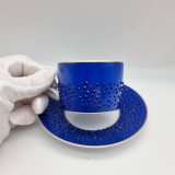 Чайная пара королевский синий фарфор 200 мл Swarovski