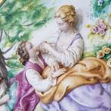 учная роспись итальянского барельефа Сельский пейзаж детально