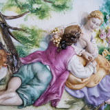 Ручная роспись итальянского барельефа Сельский пейзаж детально