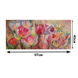 Живопись цветы тюльпаны на холсте 45х97