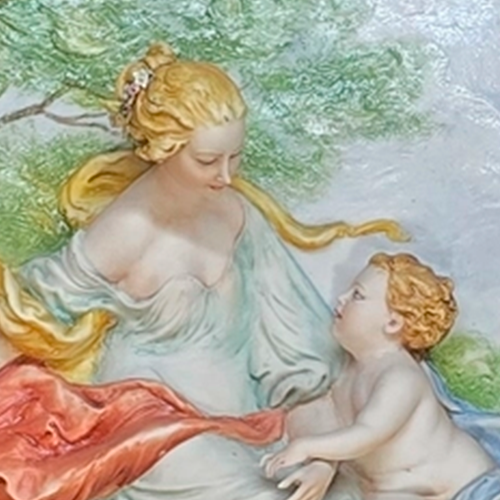 Картина барельеф «Материнство. Сельский пейзаж»,фарфор, Италия