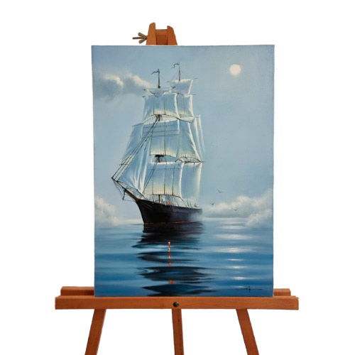 Картина вертикальная «Парусник»,холст, масло, Григорьева Н.