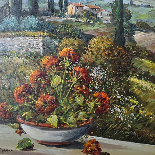 Картина «Гортензии», подлинник, холст, масло, Da Mari, Италия