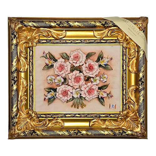 Панно «Букет: ассорти», фарфор 52х60. Ручная работа Arte Casa (Италия) красок: эксклюзивное фарфоровое панно из Италии