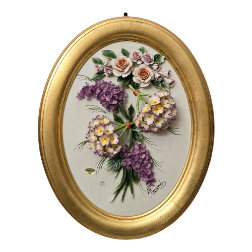 Картина «Гортензия и розы», керамика, Италия