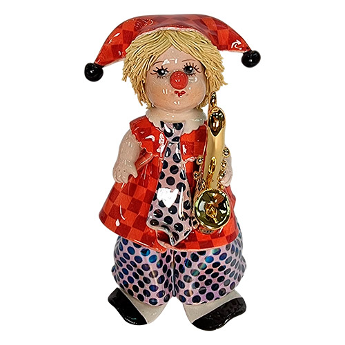 Статуэтка «Маленький клоун с саксофоном» 18 см — керамика ручной работы, Италия, Zampiva