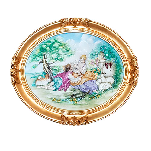 Картина фарфоровый барельеф «Сельский пейзаж», 61*52см, ручная работа и роспись. Фабрика Porcellane Principe, Италия. Скульптор Cazzola