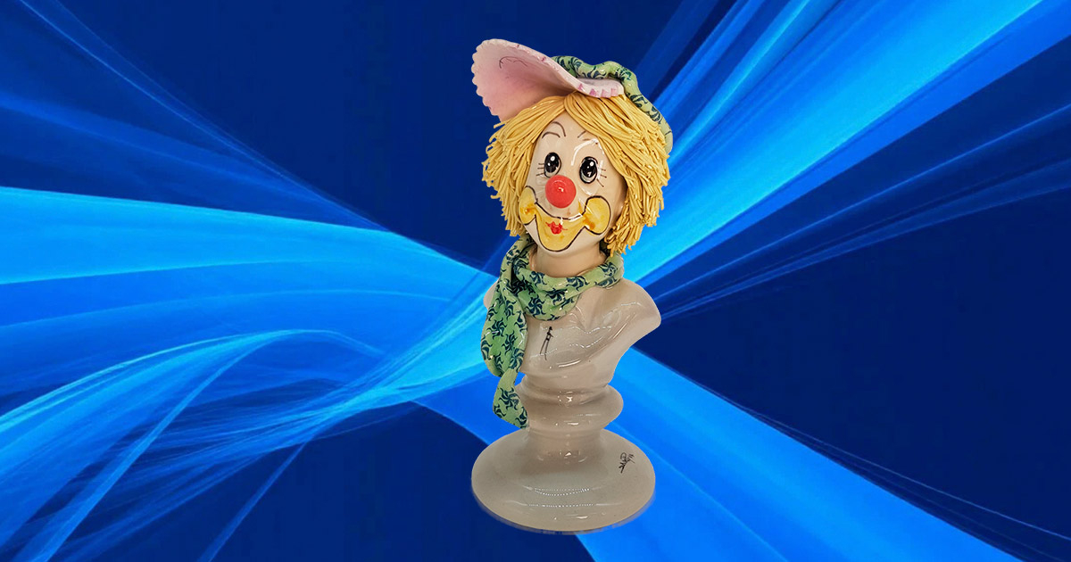 Скульптура «Бюст-клоун в берете», h17cm, серия «Весёлая керамика» от Lino Zampiva, Италия
