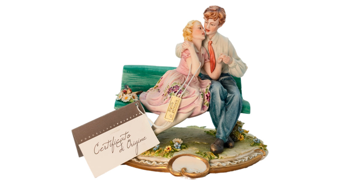 Статуэтка «Влюблённые» из бисквитного фарфора, Италия